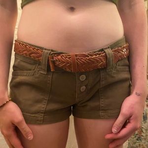 low rise green khaki Hollister shorts